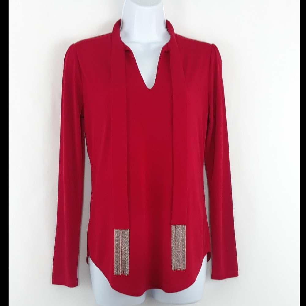 Michael Kors Red Chain Tie Blouse XS